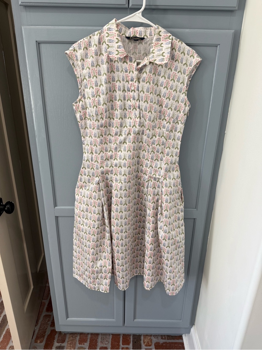Brooks Brothers Cream Mini Dress with Pink and Green Floral Print